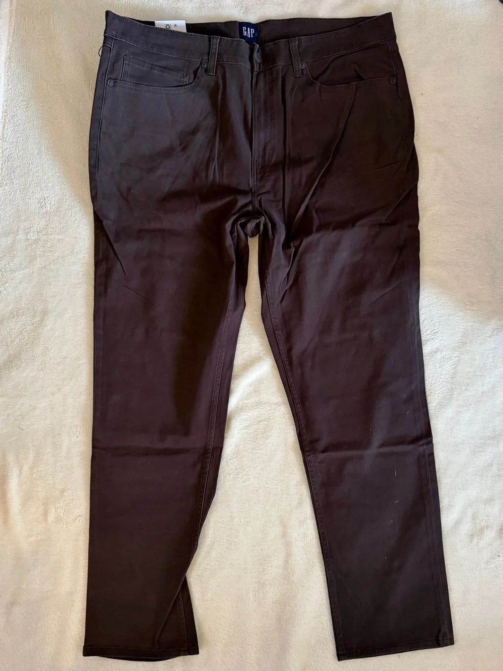 NEW Gap Men's 5 Pocket Pant Slim Fit Brown Stretch Twill Size 38x30 NWT